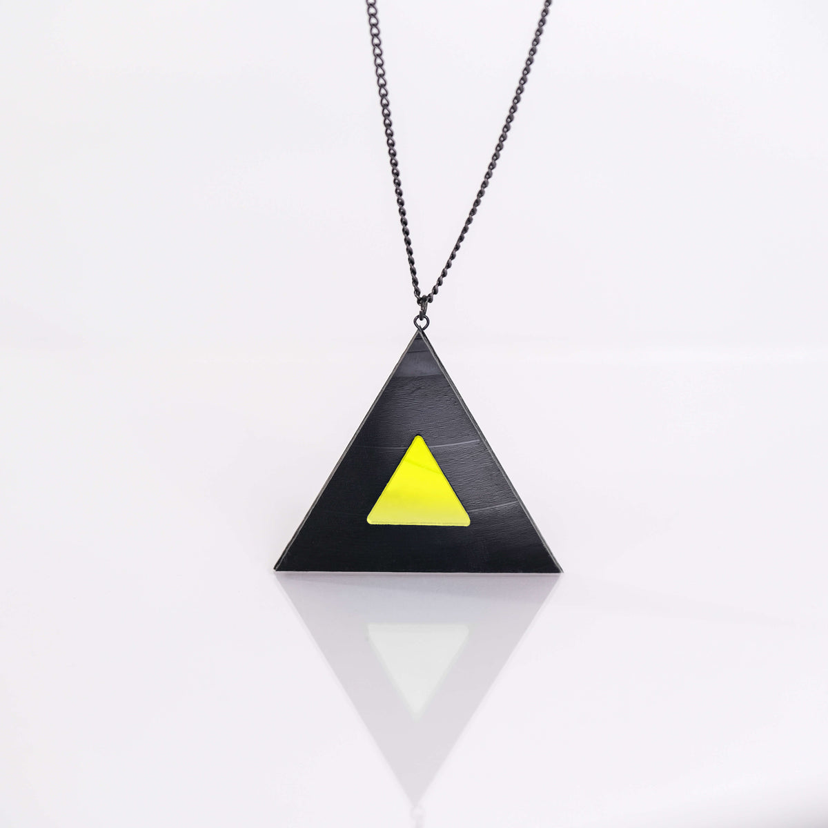 Triangle Pendant | Neon Yellow Vinyl