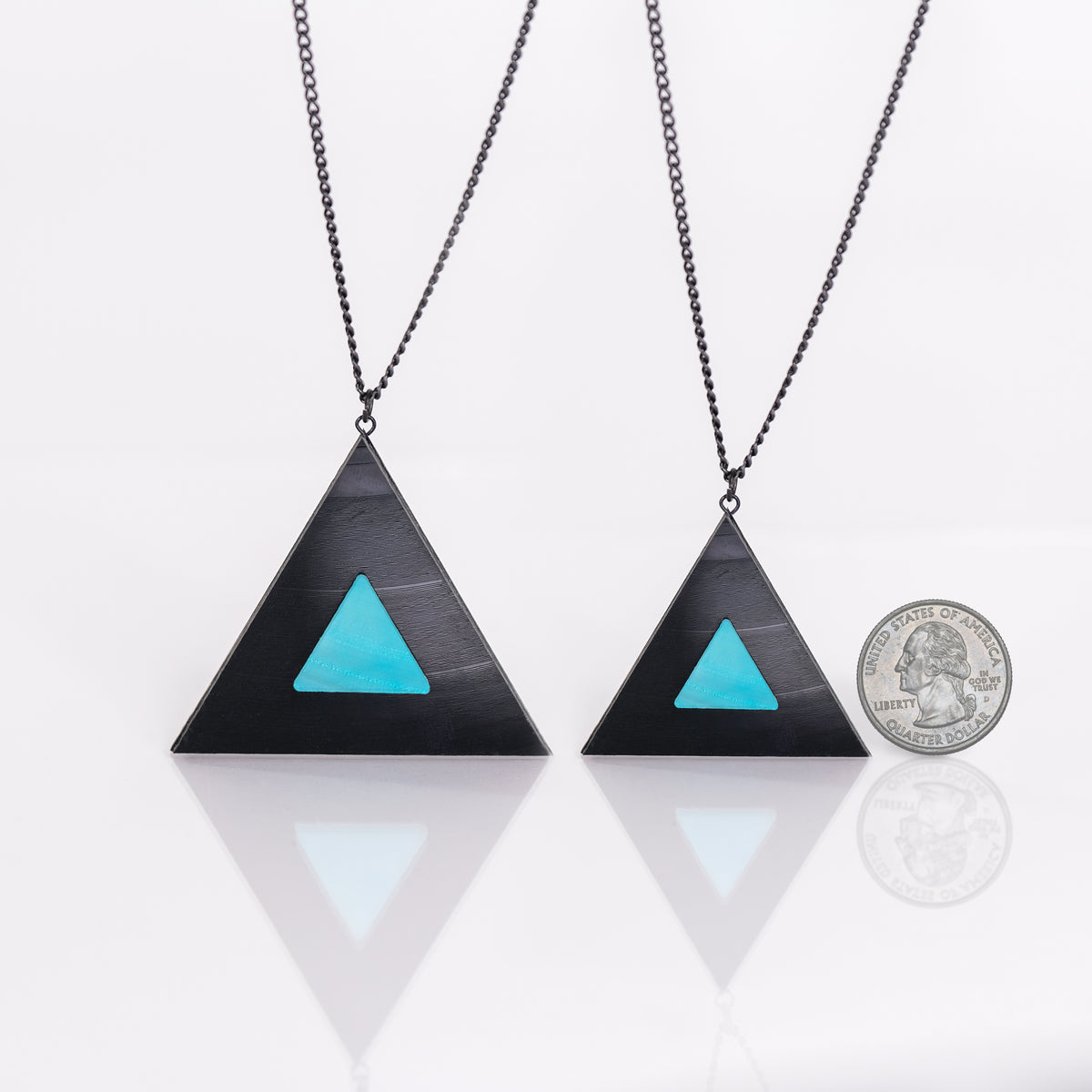 Triangle Pendant | Blue Vinyl